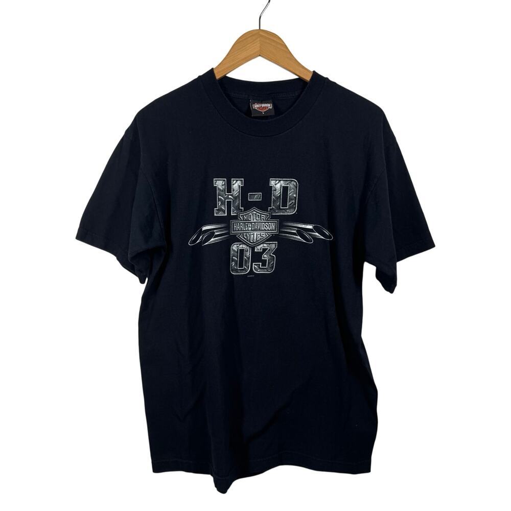 Harley Davidson T-Shirt Men L Orlando Florida Short Sleeve Black Graphic Vintage